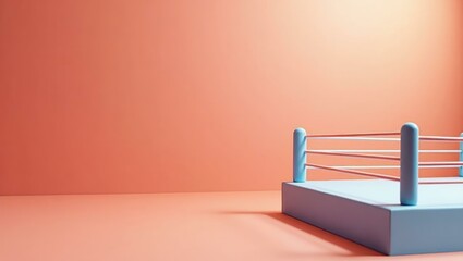 Poster - Silver wrestling ring on left. Soft yellow background. Copy space for text, 3D render AI Generated Designer Element