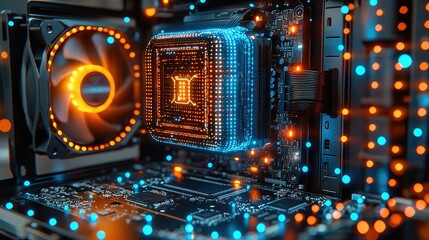Poster - Illuminated Computer Components Showcase Advanced Technology
