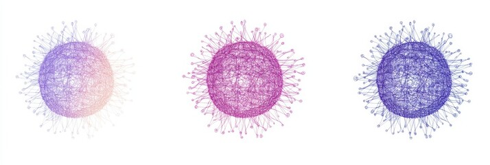 Poster - graphical representation of a virus using minimalistic design elements in vibrant colors. generative