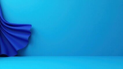 Leinwandbilder - Rich royal blue superhero cape on right. Soft coral background. Copy space for text, 3D render AI Generated Designer Element