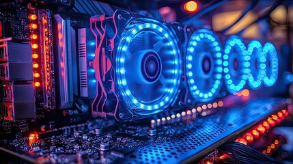 Poster - Illuminated Computer Components Showcase Advanced Cooling System