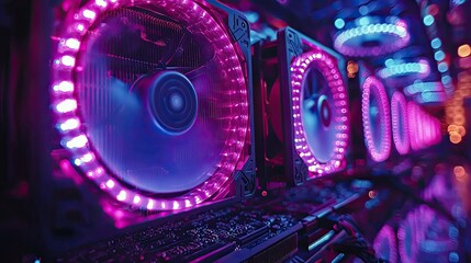 Poster - Illuminated Computer Cooling Fans Showcase Vibrant RGB Lighting