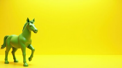 Poster - Olive green centaur figure on left. Soft green background. Copy space for text, 3D render AI Generated Designer Element