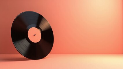 Leinwandbilder - Coral pink dumbbell on right. Soft green background. Copy space for text, 3D render AI Generated Designer Element