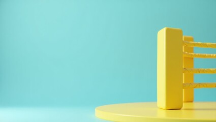Leinwandbilder - Coral pink dumbbell on right. Soft green background. Copy space for text, 3D render AI Generated Designer Element