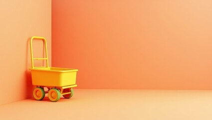Poster - Coral pink dumbbell on right. Soft green background. Copy space for text, 3D render AI Generated Designer Element