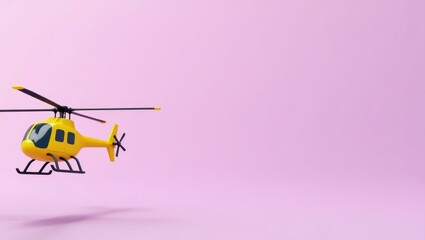 Aufkleber - Yellow helicopter on left. Soft green background. Copy space for text, 3D render AI Generated Designer Element