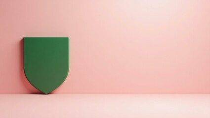 Poster - Camouflage green soldier's helmet on right. Soft blue background. Copy space for text, 3D render AI Generated Designer Element