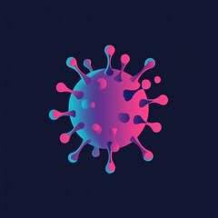 Aufkleber - Minimalistic graphical representation of a virus with vibrant colors and a modern design style. Generative AI