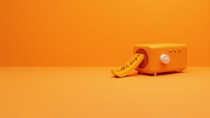 Poster - Cantaloupe orange slide projector on right. Soft pink background. Copy space for text, 3D render AI Generated Designer Element