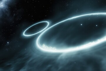 cosmic rings and celestial bodies illuminate the dark expanse of space