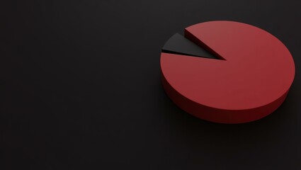 Poster - Rose red economic pie chart on right. Soft blue background. Copy space for text, 3D render AI Generated Designer Element
