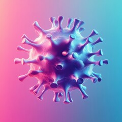 Aufkleber - Graphical representation of a minimalistic virus in colorful gradient background. Generative AI