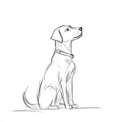 Sitting Labrador puppy, sketch, white background, pet portrait, for pet websites