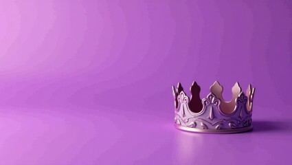 Poster - Royal purple and gold scepter on right. Soft white background. Copy space for text, 3D render AI Generated Designer Element