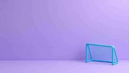 Aufkleber - Blue soccer goal on left. Soft pink background. Copy space for text, 3D render AI Generated Designer Element