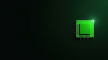 Leinwandbilder - Green circuit board piece on left. Soft red background. Copy space for text, 3D render AI Generated Designer Element
