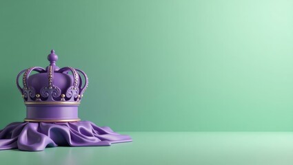 Poster - Royal purple and gold scepter on right. Soft white background. Copy space for text, 3D render AI Generated Designer Element