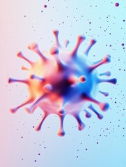 Fototapete - Graphical representation of a minimalistic virus in vibrant colors showcasing scientific concepts in digital art. Generative AI
