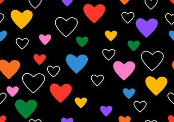 Wall Mural - seamless pattern with colorful hearts. valentines day vector pattern. seamless heart design. seamles