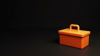 Poster - Neon orange toolbox on left. Soft green background. Copy space for text, 3D render AI Generated Designer Element