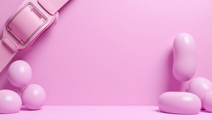 Poster - Lilac purple mma belt on left. Soft green background. Copy space for text, 3D render AI Generated Designer Element