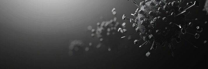 Fototapete - Minimalistic graphical representation of a virus in a monochrome setting with abstract details. Generative AI