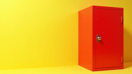 Poster - Ruby red safe on left. Soft pink background. Copy space for text, 3D render AI Generated Designer Element