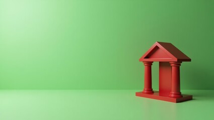 Leinwandbilder - Coral pink dumbbell on right. Soft green background. Copy space for text, 3D render AI Generated Designer Element