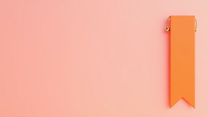 Poster - Coral orange bookmark on left. Soft coral background. Copy space for text, 3D render AI Generated Designer Element
