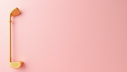 Poster - Gold golf club on left. Soft pink background. Copy space for text, 3D render AI Generated Designer Element