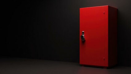 Poster - Ruby red safe on left. Soft pink background. Copy space for text, 3D render AI Generated Designer Element