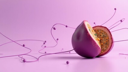 Poster - Pistachio globe connected by lines on right. Soft black background. Copy space for text, 3D render AI Generated Designer Element