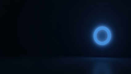 Poster - rich navy blue spiritual aura icon on right. soft red background. copy space for text, 3d render ai 