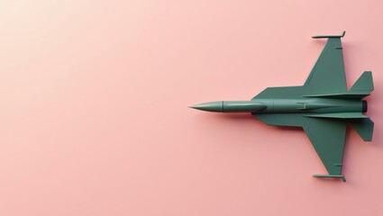 Aufkleber - Coral pink dumbbell on right. Soft green background. Copy space for text, 3D render AI Generated Designer Element