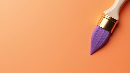 Poster - Amethyst paintbrush on canvas on right. Soft black background. Copy space for text, 3D render AI Generated Designer Element