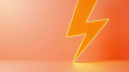 Poster - Tangerine lightning bolt on left. Soft blue background. Copy space for text, 3D render AI Generated Designer Element