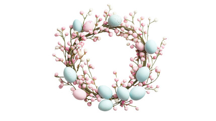 Wall Mural - Easter egg wreath transparent background