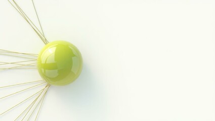 Poster - Pistachio globe connected by lines on left. Soft white background. Copy space for text, 3D render AI Generated Designer Element