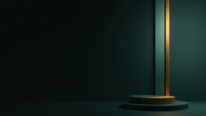 Poster - Teal and gold gavel on right. Soft red background. Copy space for text, 3D render AI Generated Designer Element