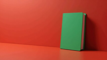 Poster - emerald green briefcase on right. soft black background. copy space for text, 3d render ai generated