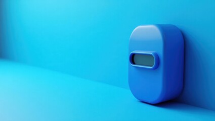 Poster - Cobalt blue lie detector on right. Soft blue background. Copy space for text, 3D render AI Generated Designer Element