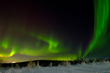 aurora borealis over the lake