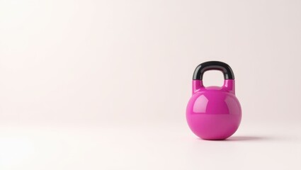 Poster - Magenta kettlebell on right. Soft black background. Copy space for text, 3D render AI Generated Designer Element