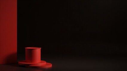 Poster - Red wrestling belt on left. Soft yellow background. Copy space for text, 3D render AI Generated Designer Element