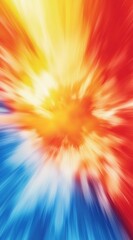 Poster - Colorful starburst design radiating outwards from the center, featuring a blend of red, yellow, and blue hues, creating a dynamic and energetic visual