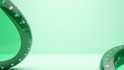 Leinwandbilder - Coral pink dumbbell on right. Soft green background. Copy space for text, 3D render AI Generated Designer Element
