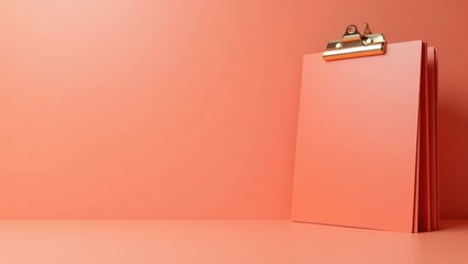 Leinwandbilder - Coral pink dumbbell on right. Soft green background. Copy space for text, 3D render AI Generated Designer Element