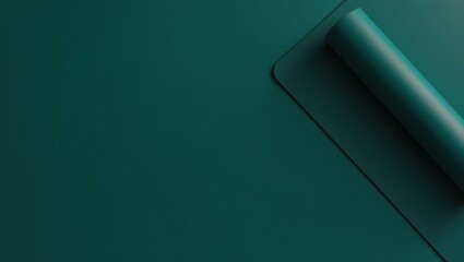 Leinwandbilder - Deep teal yoga mat on left. Soft coral background. Copy space for text, 3D render AI Generated Designer Element
