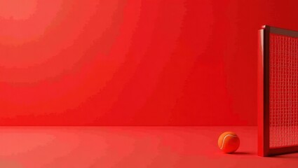 Poster - Cherry red sports car on right. Soft orange background. Copy space for text, 3D render AI Generated Designer Element
